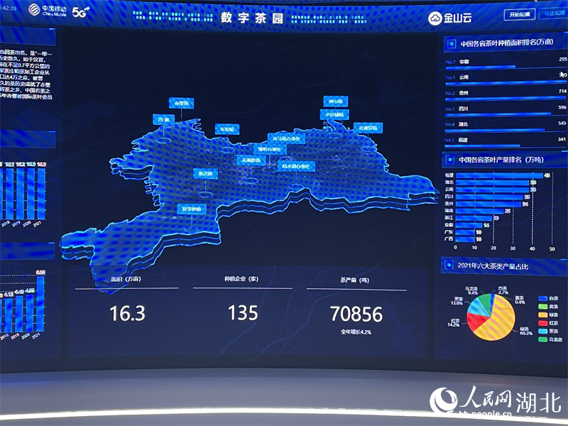 數(shù)字茶園監(jiān)測平臺。人民網(wǎng) 關(guān)喜艷攝